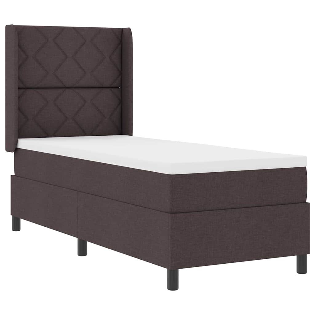 Box Spring Bed with Pillow Dark Brown 200 X 80 Cm Fabric