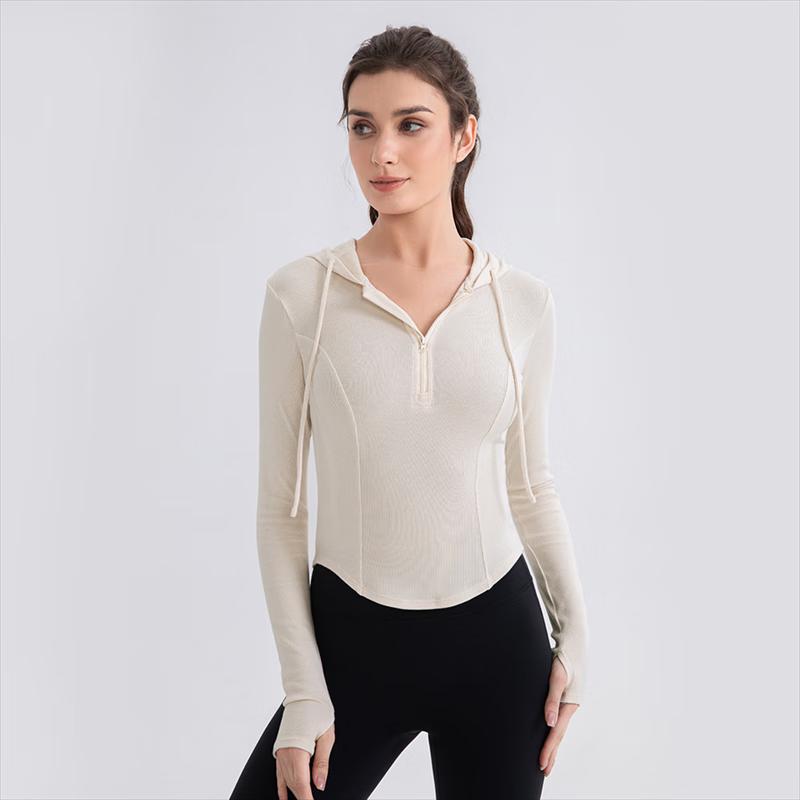 Women s Slim Fit Hooded Yoga Long Sleeve Top XL