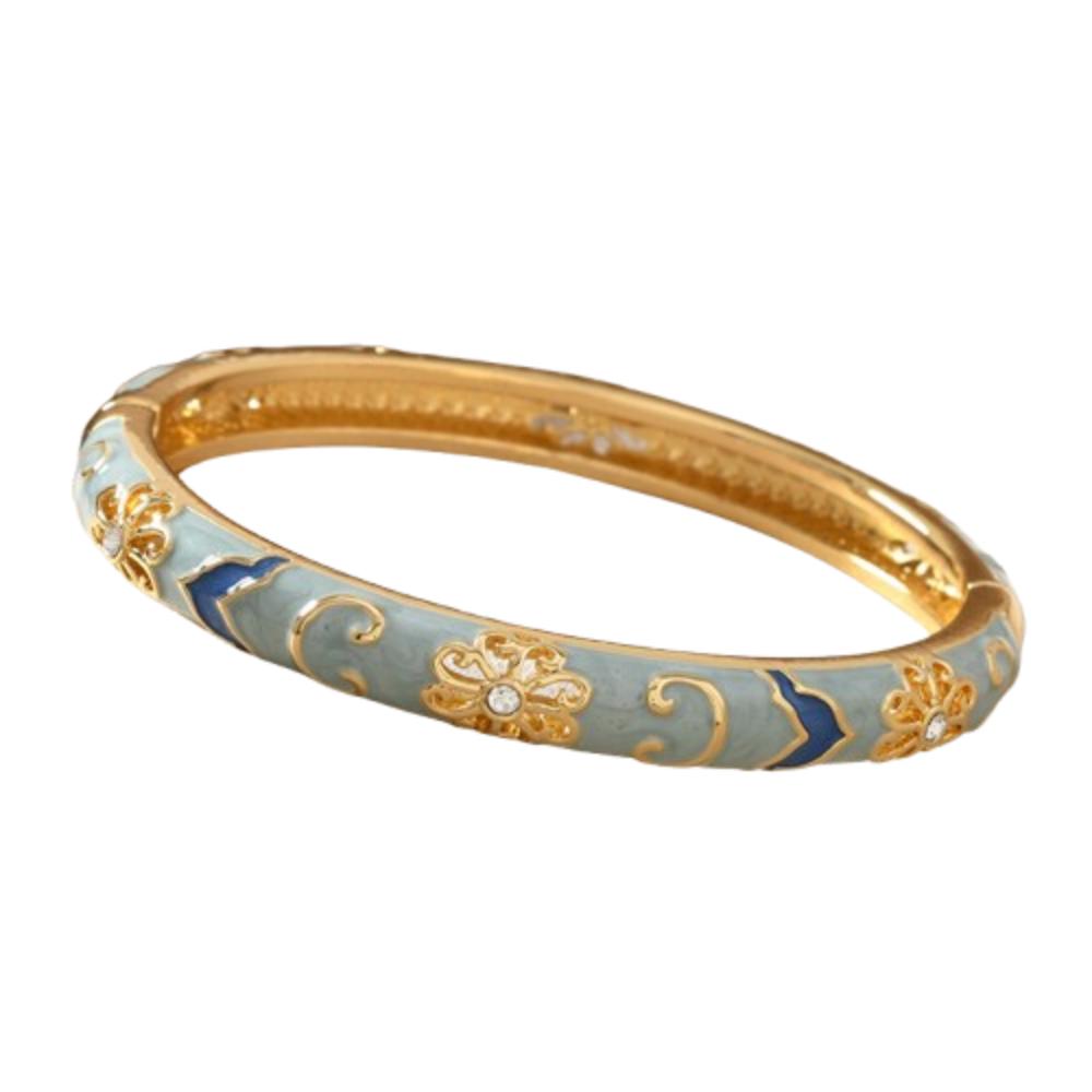 Chinese Style Vintage Cloisonne Bangle Enamel Women's Hand Bracelet Hollow Out Flower Bangle  Girls