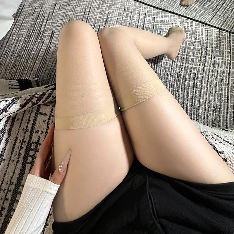 Alluring Three-Stripe Thigh-High Stockings, Lightweight for Spring and Summer