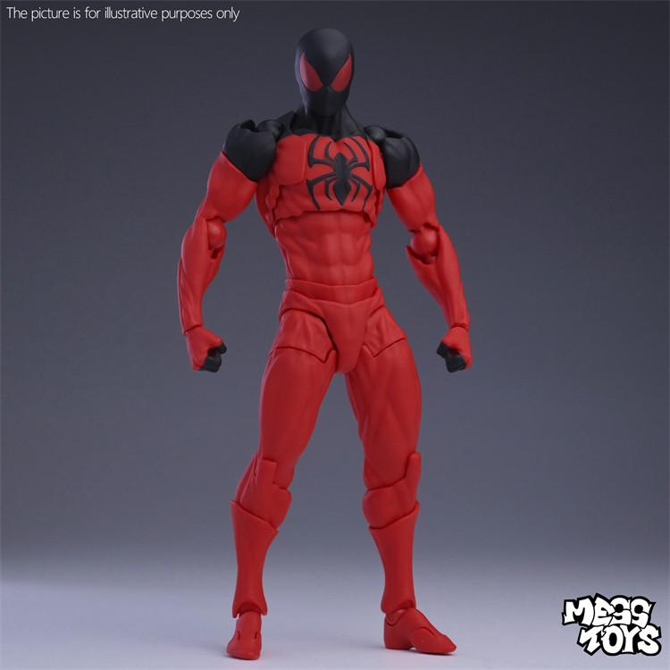 Original Mess Toys Spiderman Figurine Black Suit Neighbor Symbiote Messtoys Scarlet Neighbor Action Figurine Ct Black Red Spider Man