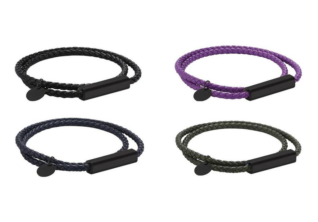 Dual-Strand Black Titanium Steel Clasp Bracelet with Graded Magnetic Buckle - Japanese & Korean Style, Unisex, Laser Engraved.