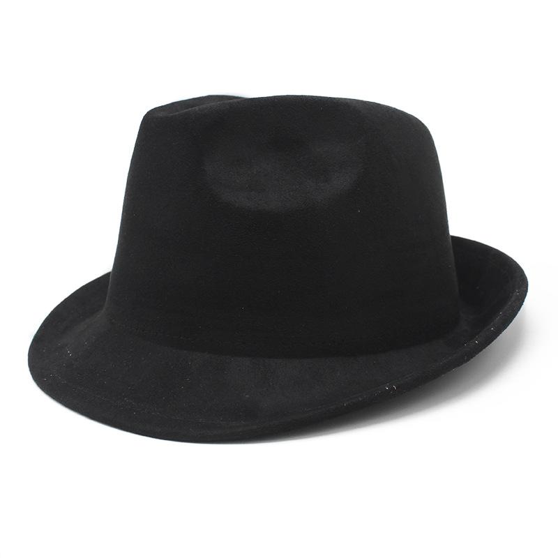 Top Hat Suede Vintage Men'S And Women'S British Hat Back Edge Jazz Hat Wool Top Hat Cowboy Hat