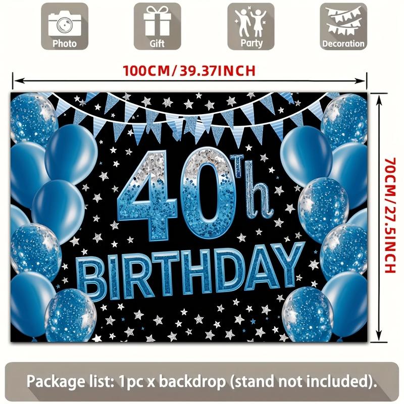 2D Flat Style, [Party Banner] 2D Flat Banner, 1 Shiny Blue 40th Birthday Balloon Star