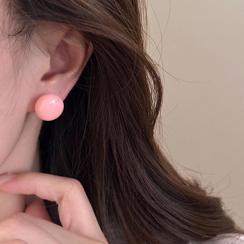 Silver Needle Color Steamed Bread Doudou Stud Earrings Women's 2025 New Unique Beautiful Sweet Earrings Spring Earrings