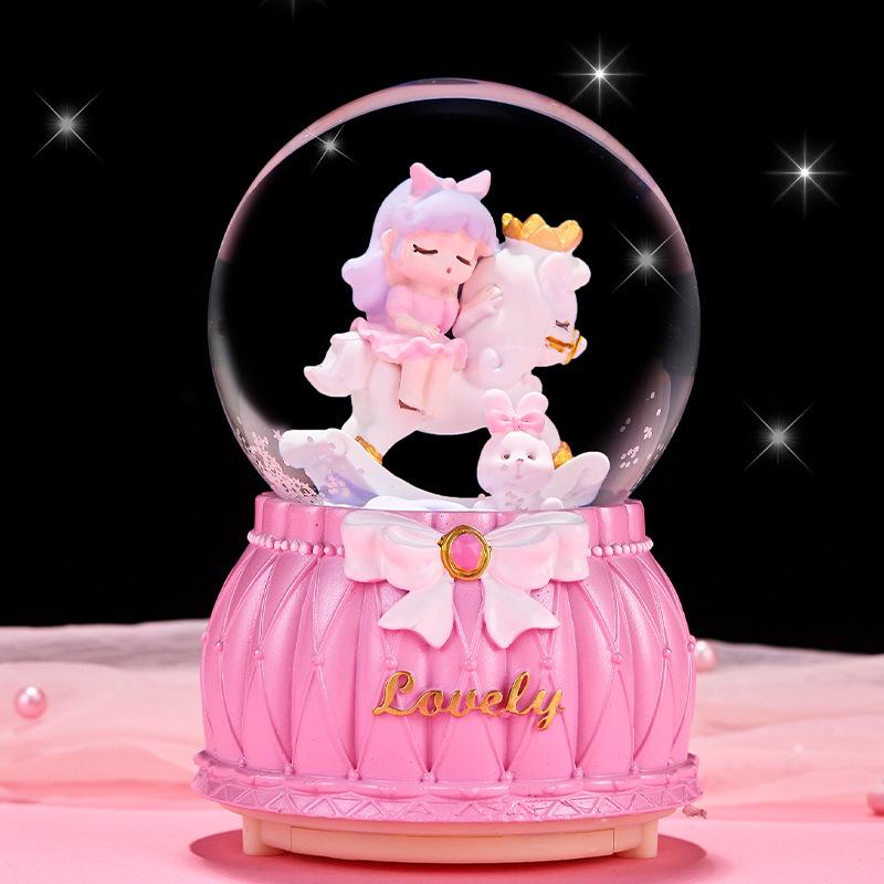 Christmas Fantasy Crystal Ball Music Box - Princess Ornament Gift for Girls' Birthdays