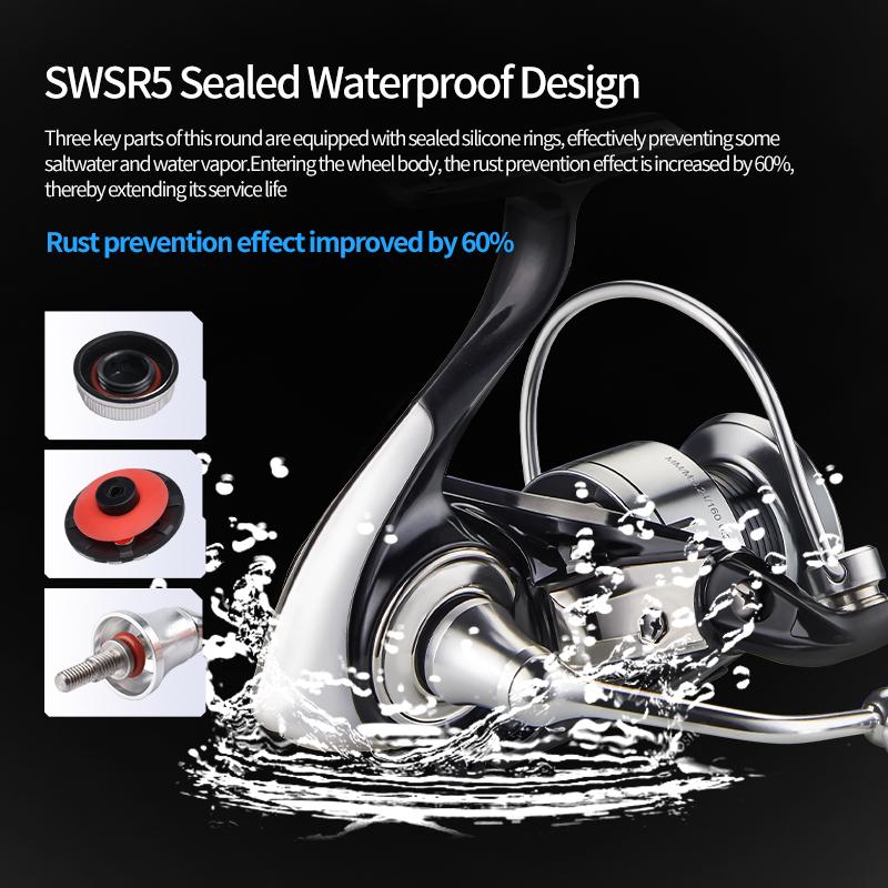 Arrival Saltwater Fishing Reel Metal Ball Knob Spinning Reels 2000-7000 3+1BB 5.2:1 Max Drag 15KG Long-distance Casting Water-Proof Reels Lure Reel