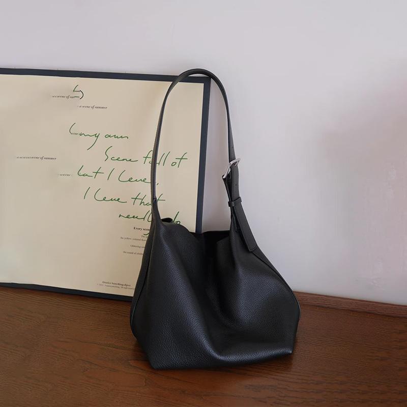 

Top-grain Cowhide Shoulder Tote Bag Pouch Genuine Leather Large-capacity Soft Leather Crossbody Women s Designer Luxury Bag 23X12X18CM чёрный