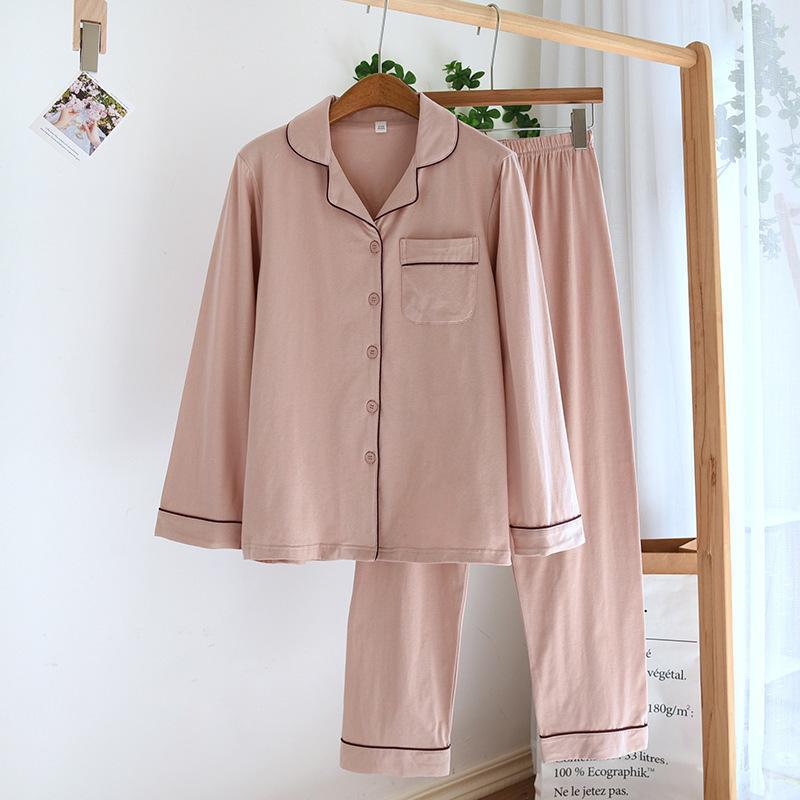 "Unisex-Langarm-Pyjama-Set aus Baumwolle - Leichte, einfarbige Strickjacke in Übergröße"