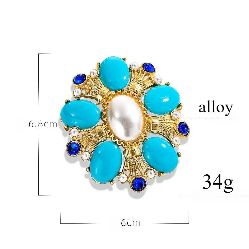 

Дворцовая брошь в средневековом винтажном стиле, барочный драгоценный камень, круглая ретро-брошь в стиле легкой роскоши, высококачественный нагрудный цветок