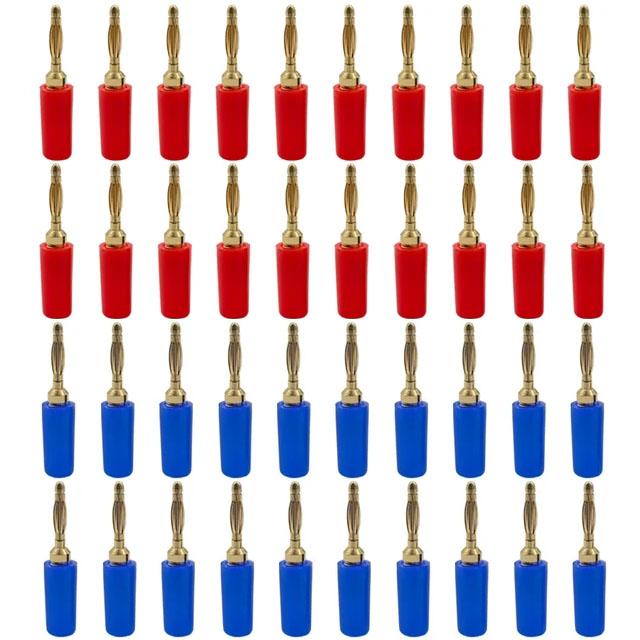 40pcs 2MM Banana Plug Socket 10A Small Lantern Plug Adaptor Connector Pure Copper Power Supply Terminal Red Black Green