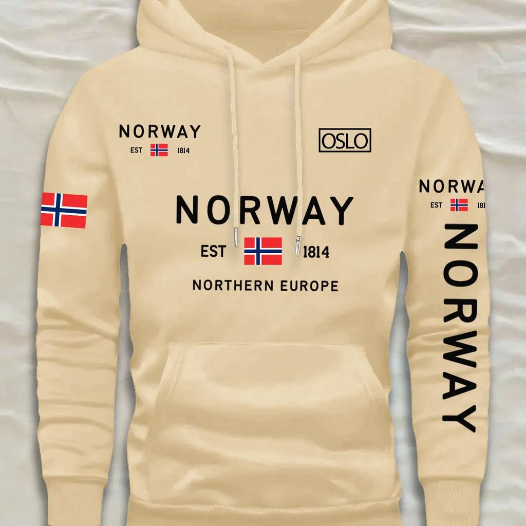 Stamped Multi-color Flag Pattern Sweatshirt Men's Loose Fit Couple's Hooded Casual Jacket Unisex Holiday Gift