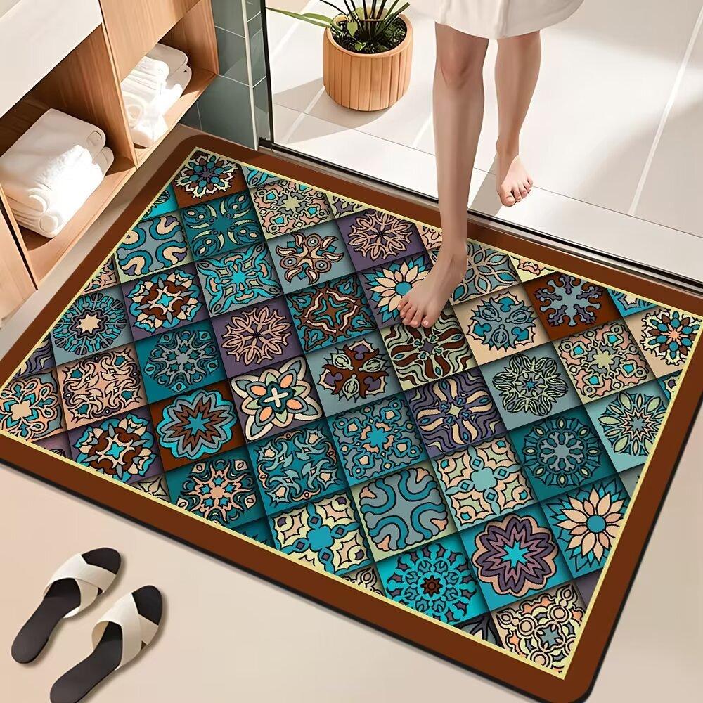 Colorful Brick Carpet Foot Mat Entryway Non-Slip Door Mat Diatomaceous Earth Water Absorbent Quick-Dry Floor Mat