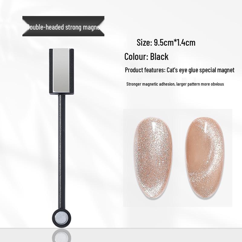 Verbessertes Cat Eye Press-On Nägel Set mit Magnetischem Stift und Blumen Design