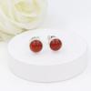 Solid 925 Sterling Silver Carnelian Gemstone Round Shape Stud Earring Tiny Stud Women Gift Jewelry