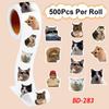 Irregular Funny Kitten Emoji Stickers - 500 Sheets/Roll for Phone & Suitcase