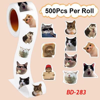 Unregelmäßige Lustige Kätzchen Emoji Aufkleber - 500 Blatt/Rolle für Handy & Koffer