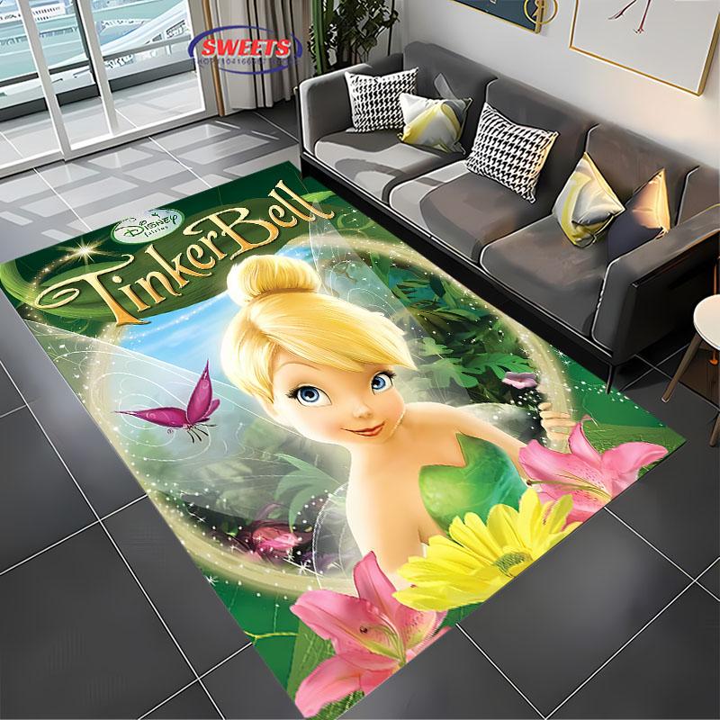 NO.1Cartoon Disney Princess Carpet,Tinker Bell Living Room Bedroom Bed Mat,Comfortable Non-slip Durable Rug,Machine Washable Rug