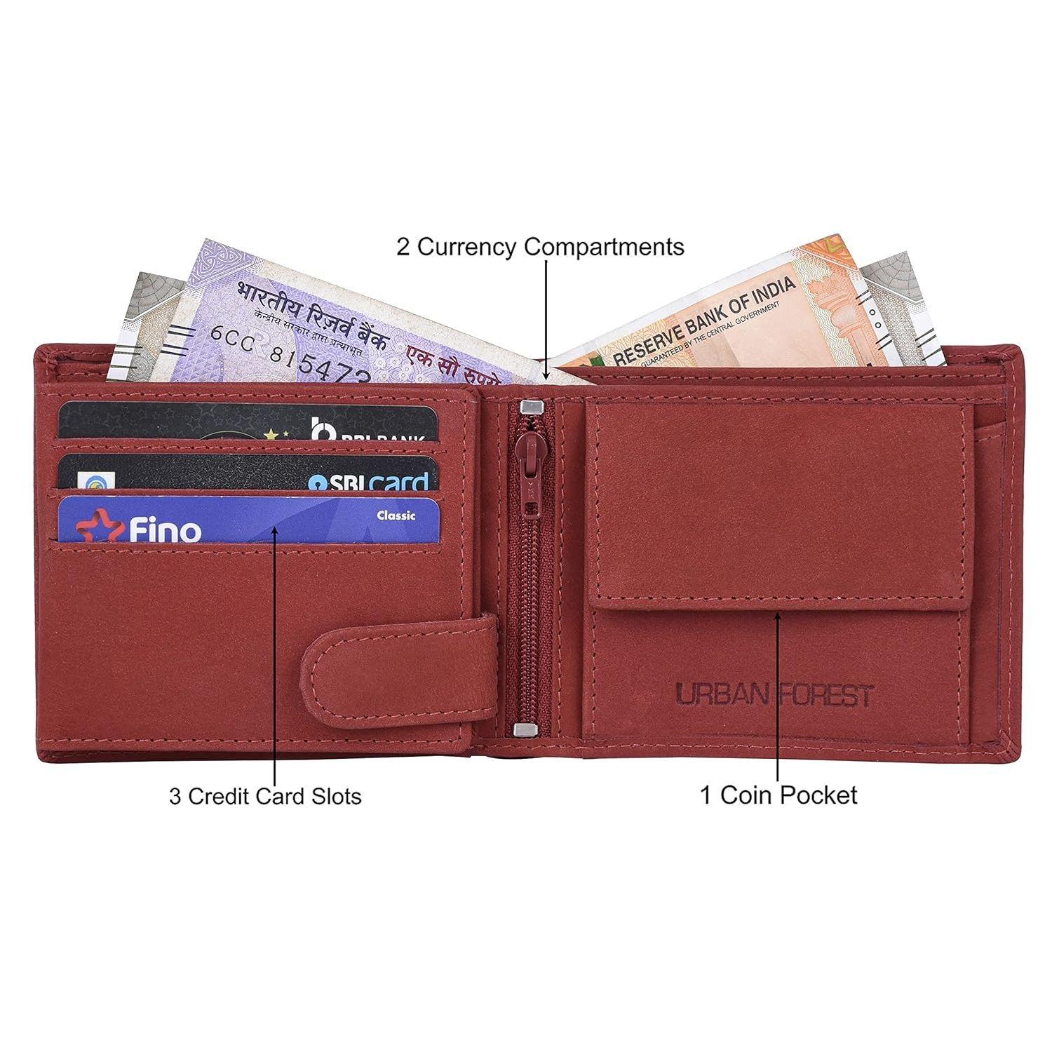 Мужской кожаный кошелек Zeus Vintage красного цвета — фото 4