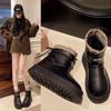 Waterproof leather thick-soled snow boots for women's 2025 autumn and winter new velvet thickened thermal cotton shoes Northeast short cotton boots