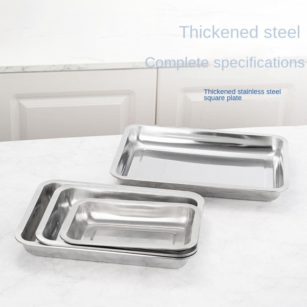 Stainless Steel Food Storage Serving Tray Rectangle Oven Trays Baking Trays Steaming Dish  Kitchen