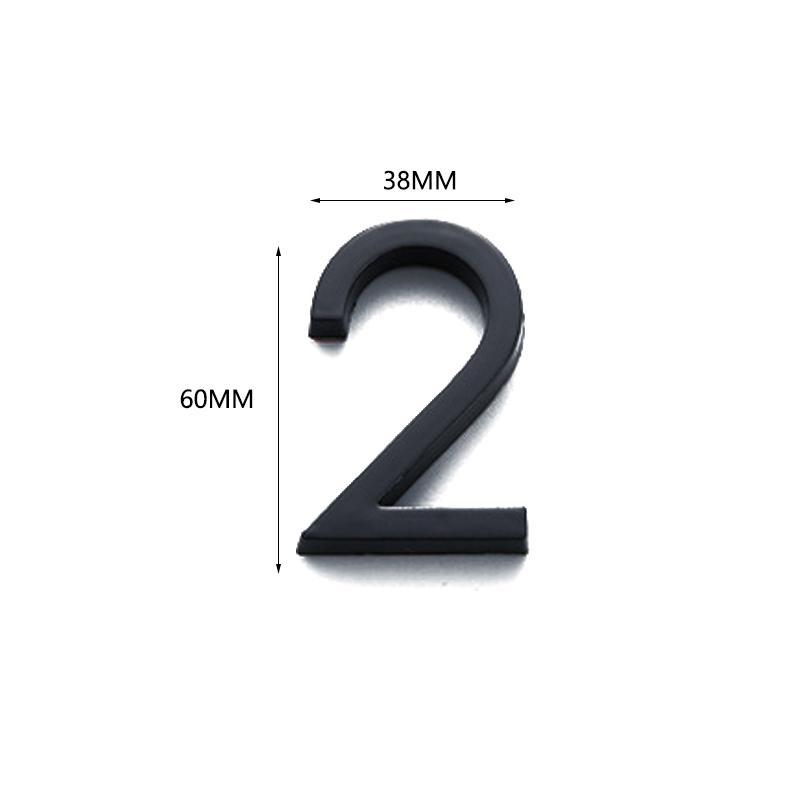 1 Stück Zahlenaufkleber mit Kleber 60mm Glänzend 3D Türschild Zahlenschild Schwarz Für Außen Haushalt Hotelzimmer Deko Zubehör