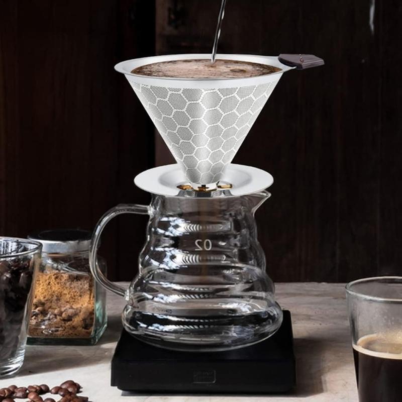 Permanent Stainless Steel Coffee Filter Screen Paperless Hand Brewed Mesh Strainer for Home Brewing Enthusiasts