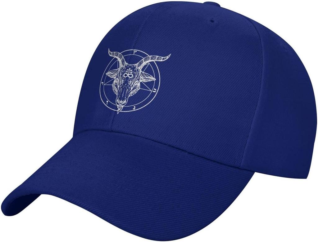 Baphomet Pentagram Goat Head Baseball Cap Casual Cotton Adjustable Curved Brim Dad Hat Unisex