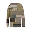 Damen Langarm Sweatshirt mit geometrischem Patchwork-Print und Tasche und Reißverschluss, Kapuzenjacke