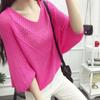 Spring Top Women's Loose Nail Beaded Mid Sleeve Sweater Base Shirt Spring/Summer Thin Hollow Knitted Sweater