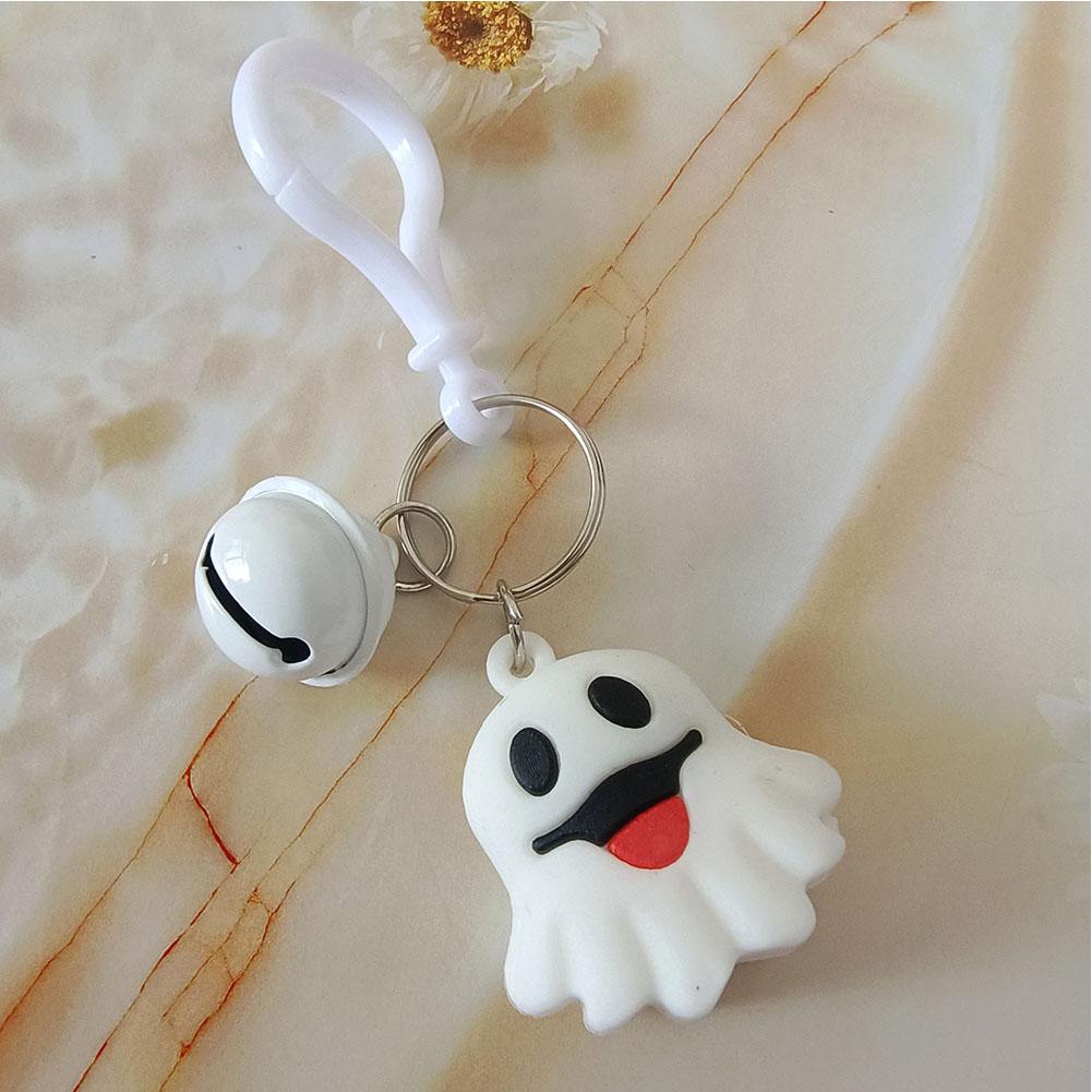 Halloween Cute Cartoon Jack-o '-lantern Ghost Car Keychain Pendant Ornaments Interior Rearview Decoration Mirror Accessories