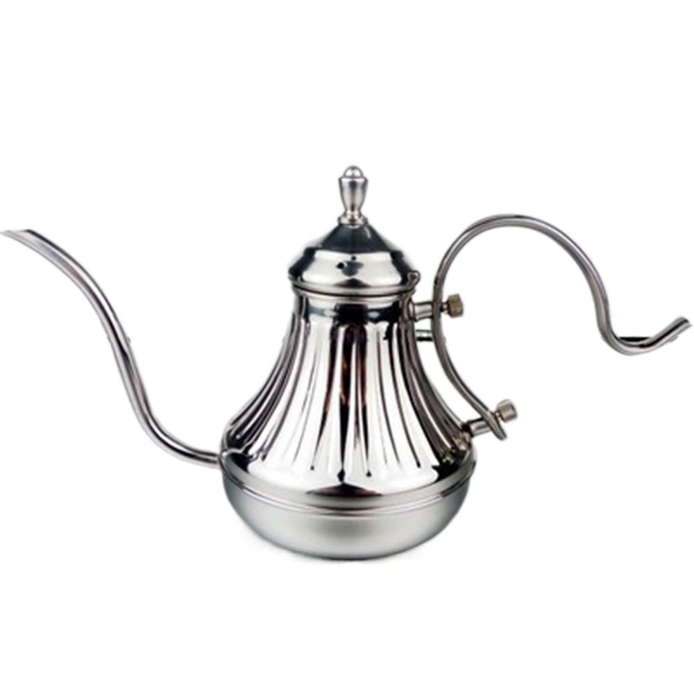 

Elegant Coffee Pot Stainless Steel Teapot Bronze Gooseneck Tea Kettle Camping 650ml серебряный