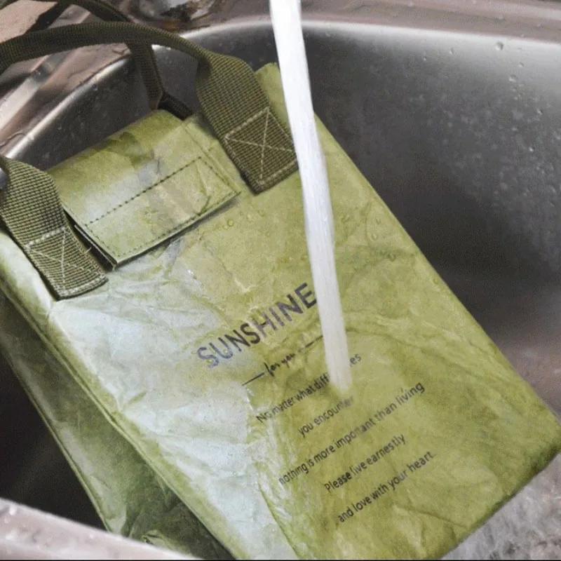Tragbare Lunchtasche, Lunchbox-Tragetasche aus Dupont-Papier, Wasserdichte isolierte Kühltasche, für Schule, Outdoor, Picknick