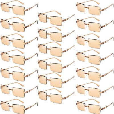 20 Buc Ochelari de Soare Dreptunghiulari Fără Ramă Modă Lentile Gradient Ocean Accesorii Trendy pentru Plajă