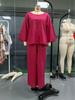 2025 Women's Solid Color Round Neck Linen-Cotton Top & Lace-up Loose Pants Set