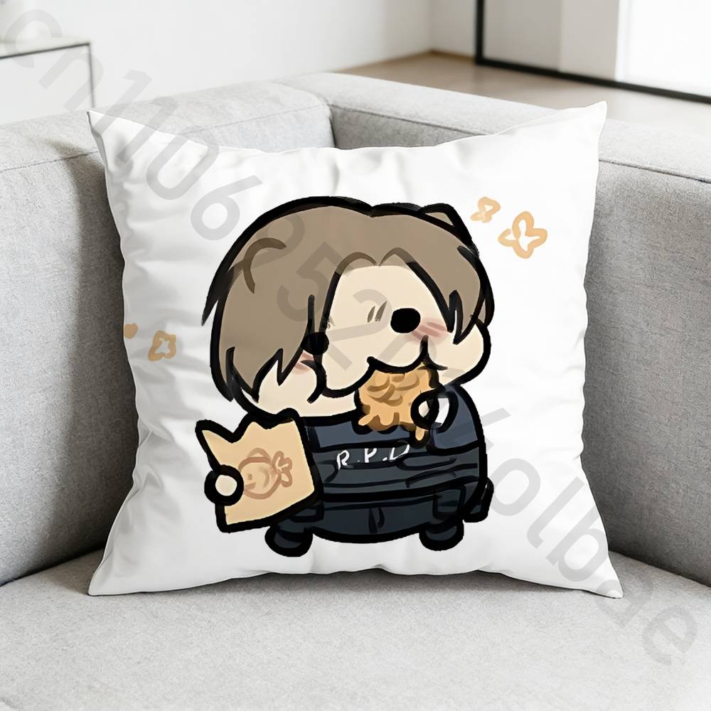 RResident Evil Leon Kennedy Pillow Case Antidustmite Pillowcase Invisible zipper silky short plush Sofa cushion cover