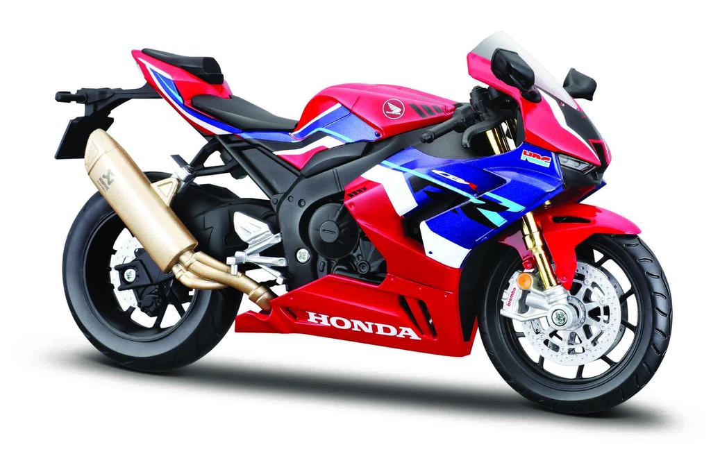 Maisto Honda CBR 1000RR-R Fireblade Motorradmodell im Maßstab 112, mit Federung und ausklappbarem Seitenständer, 17 cm, rot-blau (5-20099), Mittel