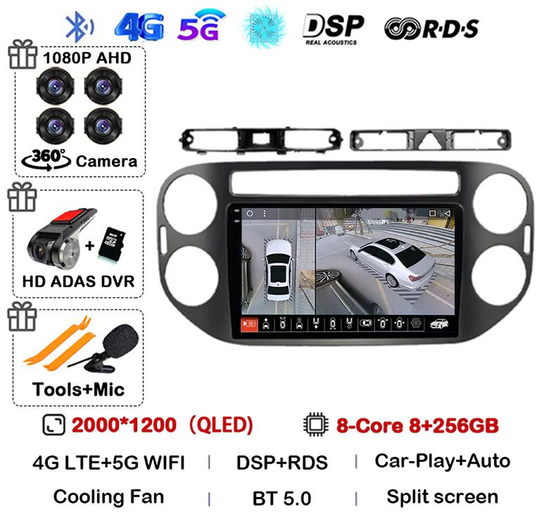 Android 14 Auto Carplay pentru VW Volkswagen Tiguan 1 NF 2006 2008-2012 2013 2014 2015 2016 Radio auto Multimedia Player GPS Stereo