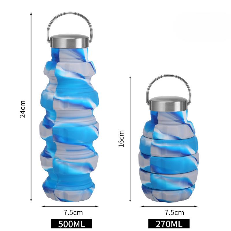 Outdoorové sporty Jedlý silikonový kelímek na vodu Netěsnost Cestovní výsuvný skládací hrnek Horolezectví Fitness Přenosná silikonová láhev