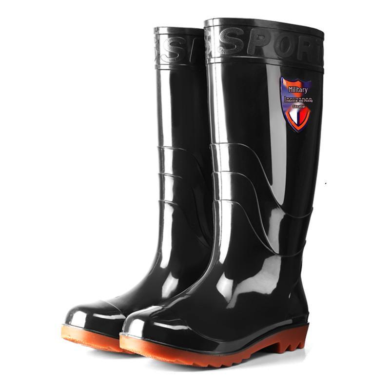 Men's High-Top Waterproof Military Rain Boots with Non-Slip Sole and Labor Protection Rubber Overshoes