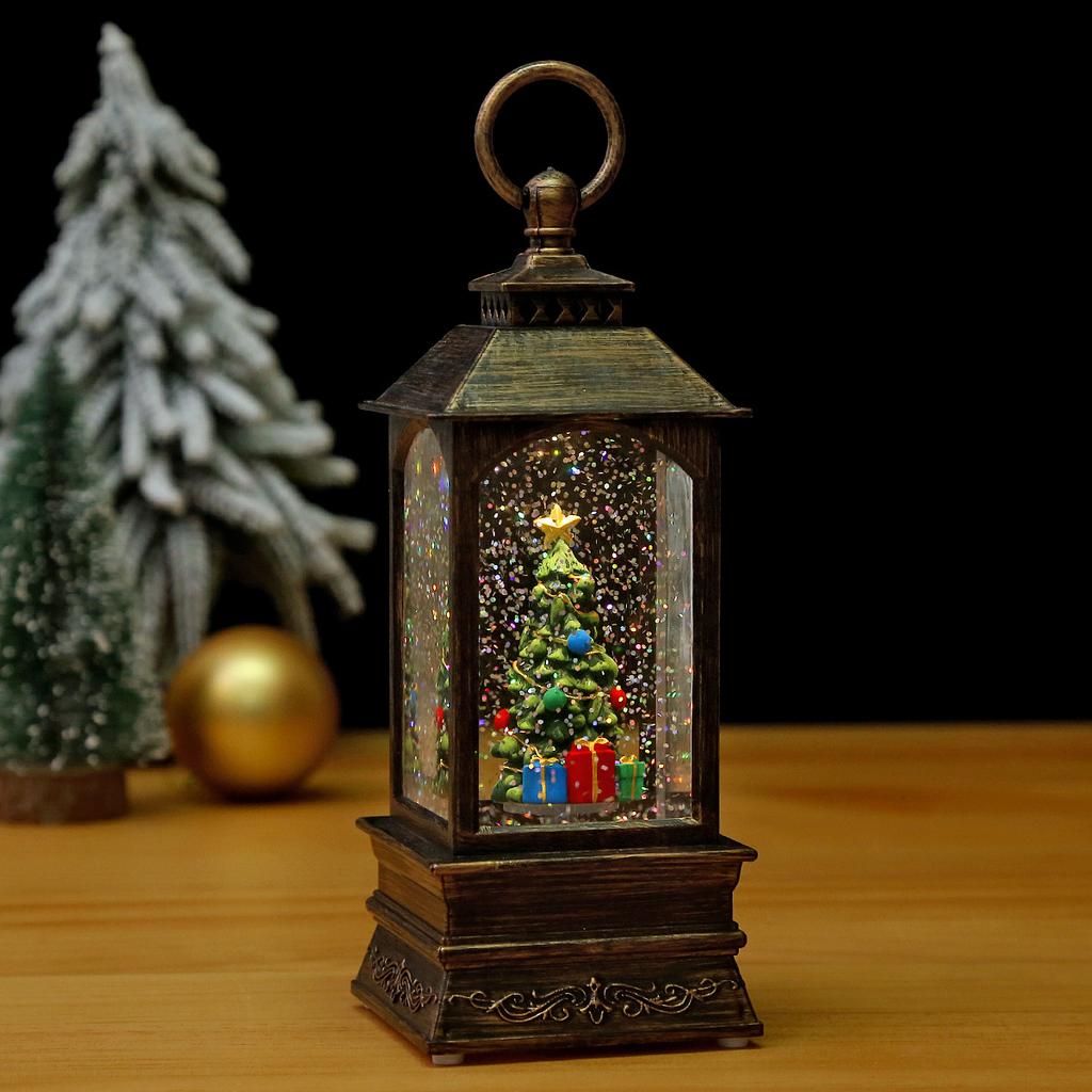 Snow Spray Music Luminescent Oil Lamp Decoration Horselight Hotel Shopping Mall Window Decoration Christmas