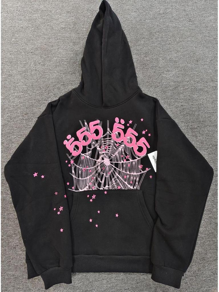 Hanorac Bărbătesc Greu cu Imprimeu Pânză de Păianjen - Trendy, Croială Largă cu Plus de Catifea