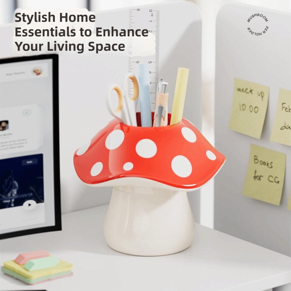Multifunctional Design Mushroom Storage Box Polka Dot Pattern Desktop Organizer Student Dormitory