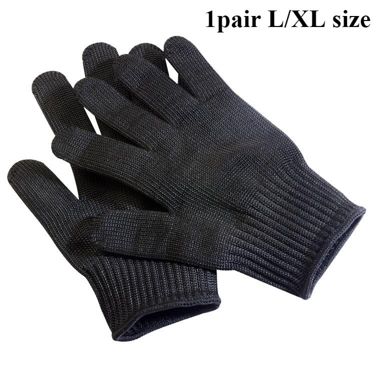 

1 пара перчаток с защитой от порезов стальной проволокой, защитные перчатки для работы на открытом воздухе, черные защитные перчатки для труда 1pair 24.8x12x10.2cm size чёрный