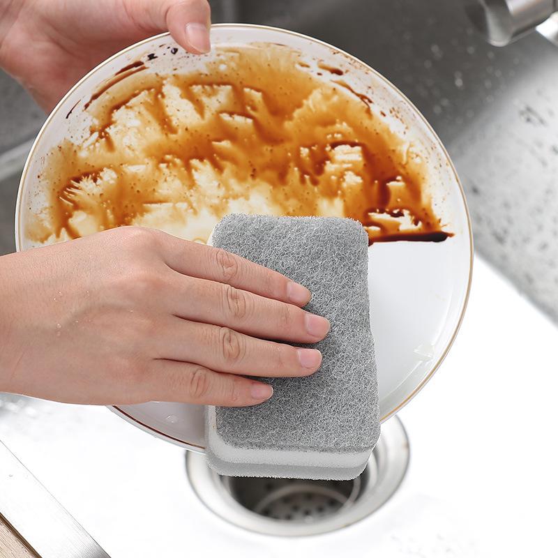 Extra Thick Double-Sided Sponge Scrubber: Kitchen Cleaning Brush & Three-Layer Scouring Pad