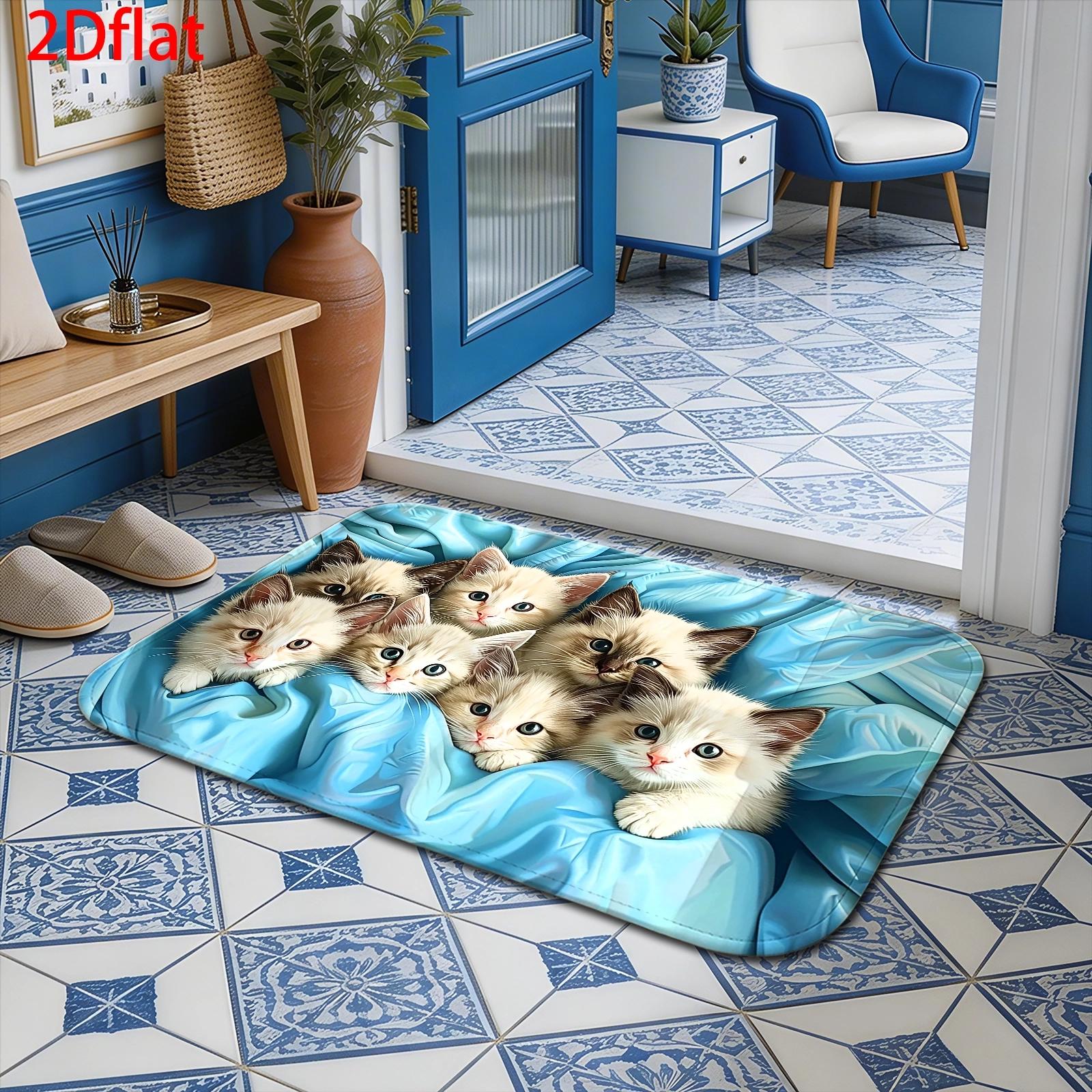 Lovely Cat Family Kitchen Mat,  Non-Slip Thick Cushioned Anti Fatigue Standing Rug for Home Decor 40*60cm