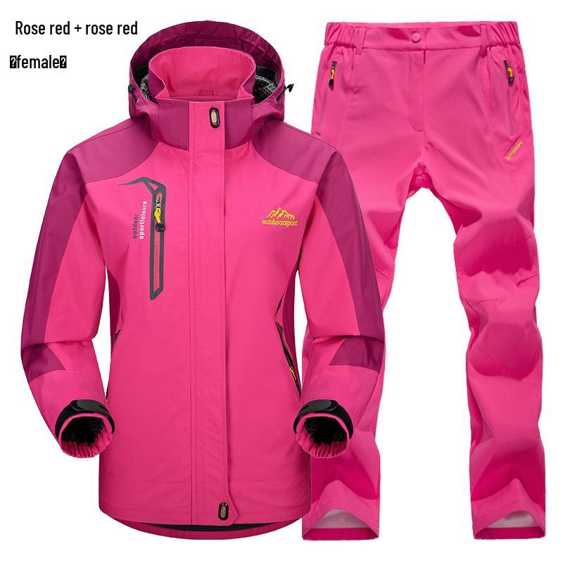 Outdoor Windbreaker Pants and Jacket Set for Men and Women - Windproof, Waterproof, Ideal for Spring/Autumn Hiking