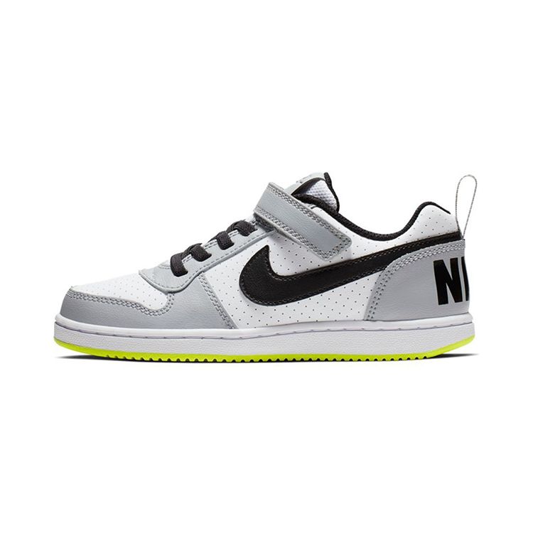 Nike Court Borough Comfortable Versatile Durable Low-Top Sneakers Kids Sneakers Gray Yellow Green 870025-104