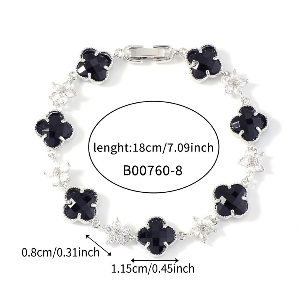 Classic and Fashionable Women's Brass Bracelets Luxury Zircon Four-leaf Clover Copper Jewelry