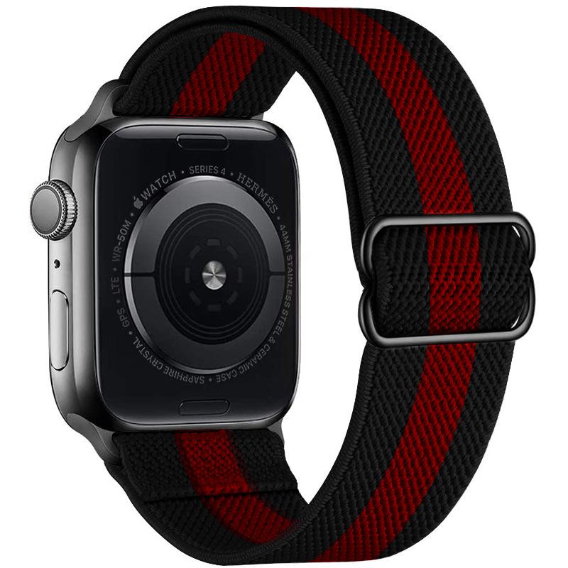 Adjustable Apple Watch Strap with Japanese Buckle - Single Loop Woven Elastic Nylon Compatible with iWatch
